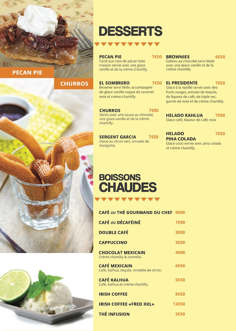 boissons chaudes et desserts O MEXICAIN LENS
